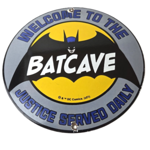 Vintage Batman Sign - Bat Cave DC Comics Toys Porcelain Gas Sign