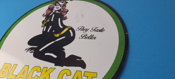 Vintage Black Cat Cigarettes Sign Porcelain Cat Woman Gas Pump Plate Sign 305775679753 8