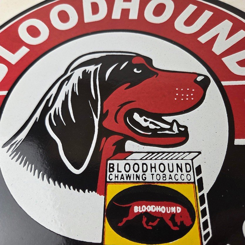 Vintage Bloodhound Sign - Chewing Tobacco Gas Pump Display Porcelain Ad Sign - Image 3