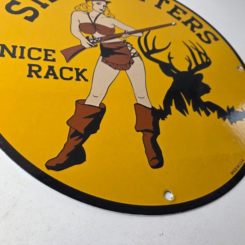 Vintage Browning Rifles Sign - Size Matters Deer Hunting Guns Porcelain Gas Sign - Image 11