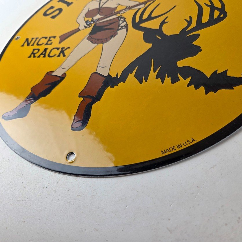 Vintage Browning Rifles Sign - Size Matters Deer Hunting Guns Porcelain Gas Sign - Image 14