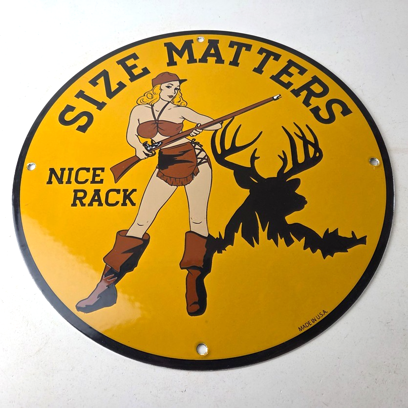 Vintage Browning Rifles Sign - Size Matters Deer Hunting Guns Porcelain Gas Sign - Image 15
