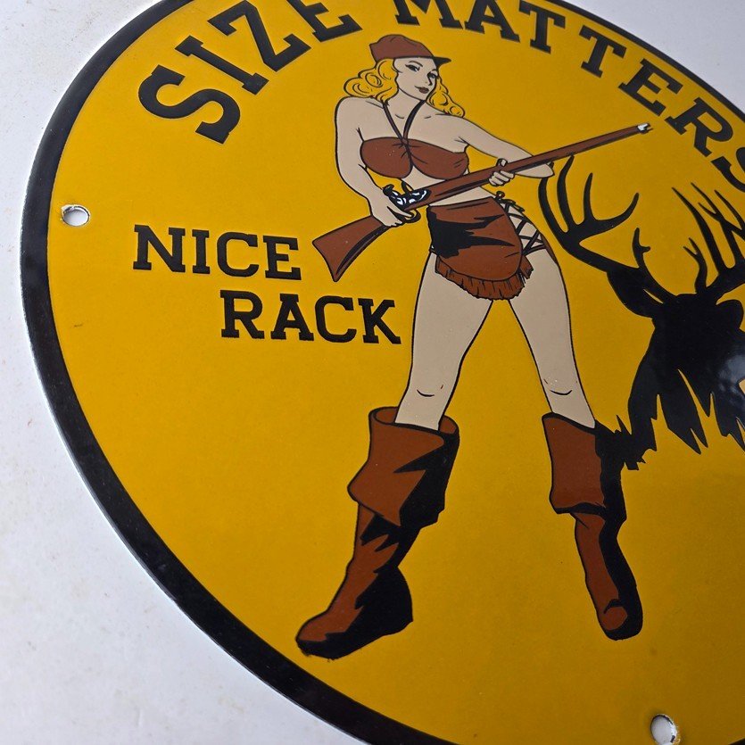 Vintage Browning Rifles Sign - Size Matters Deer Hunting Guns Porcelain Gas Sign - Image 6