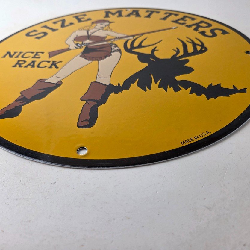 Vintage Browning Rifles Sign - Size Matters Deer Hunting Guns Porcelain Gas Sign - Image 10