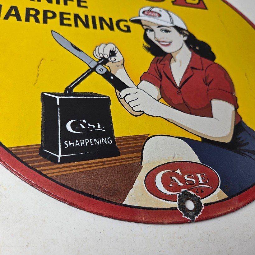 Vintage Case xx Knives Sign - Porcelain Service Station Store Advertisement Sign - Image 11