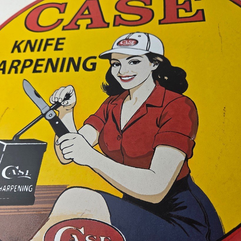 Vintage Case xx Knives Sign - Porcelain Service Station Store Advertisement Sign - Image 4
