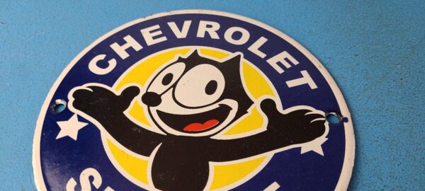 Vintage Chevrolet Porcelain Sign Chevy Felix the Cat Service Gas Pump Sign 305502584503 11