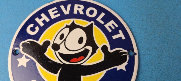 Vintage Chevrolet Porcelain Sign Chevy Felix the Cat Service Gas Pump Sign 305502584503 2