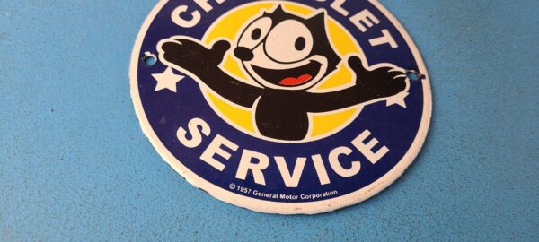 Vintage Chevrolet Porcelain Sign Chevy Felix the Cat Service Gas Pump Sign 305502584503 6