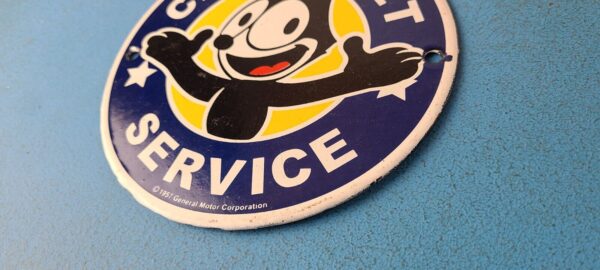 Vintage Chevrolet Porcelain Sign Chevy Felix the Cat Service Gas Pump Sign 305502584503 9