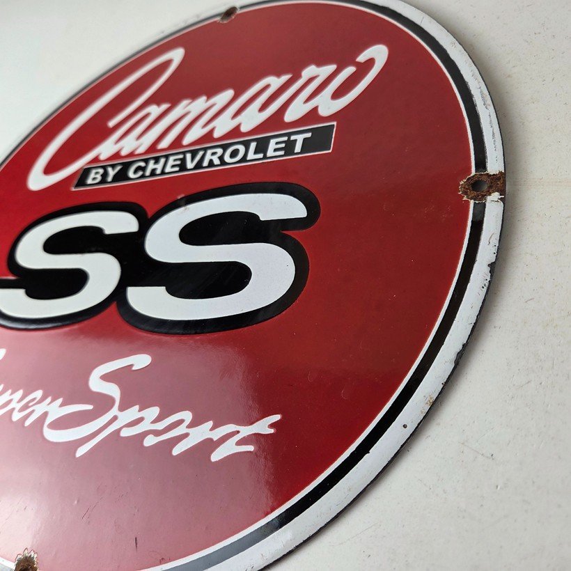 Vintage Chevrolet Sign - Camaro SS Automobile Motors Gas Pump Porcelain Sign - Image 13