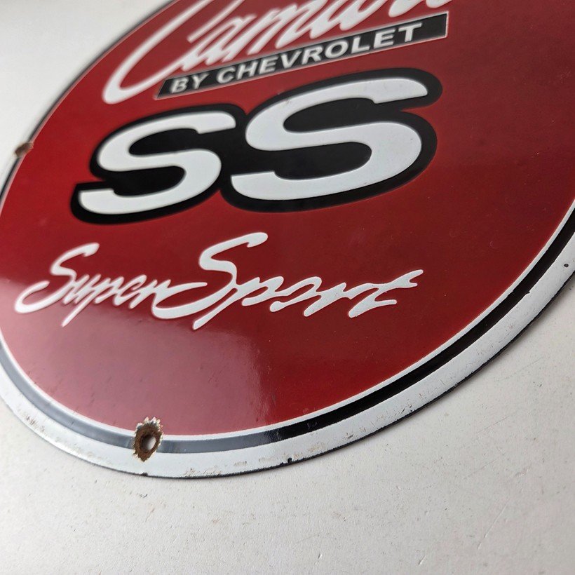 Vintage Chevrolet Sign - Camaro SS Automobile Motors Gas Pump Porcelain Sign - Image 14