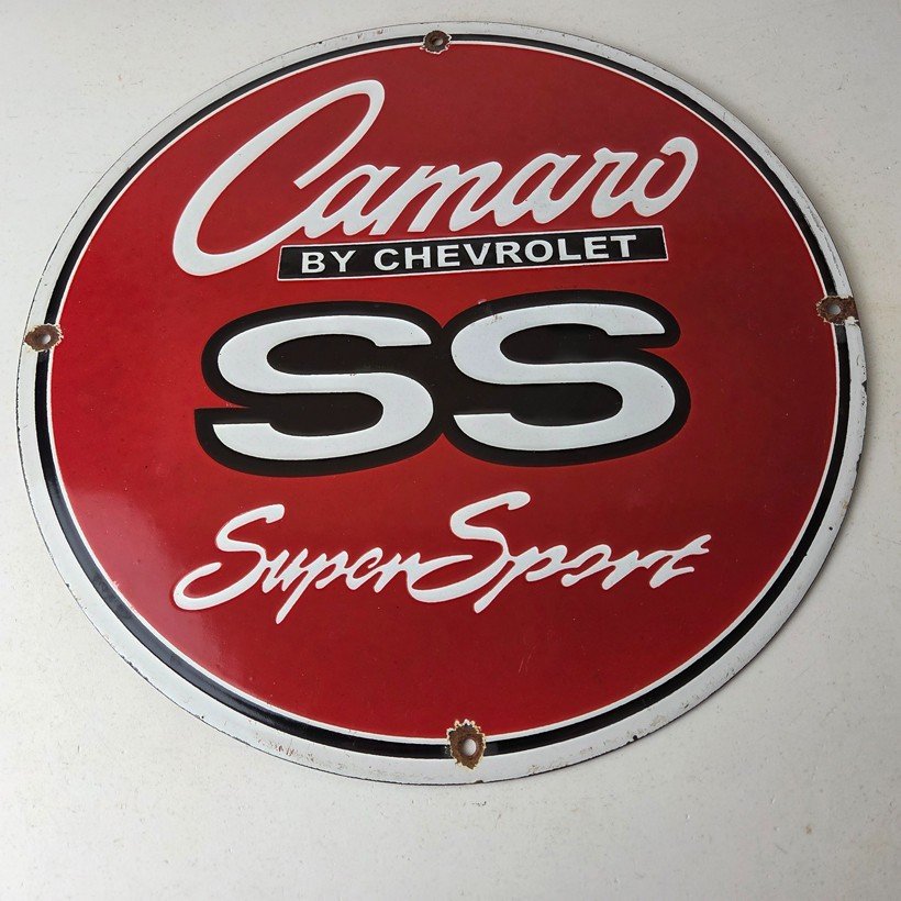 Vintage Chevrolet Sign - Camaro SS Automobile Motors Gas Pump Porcelain Sign - Image 15