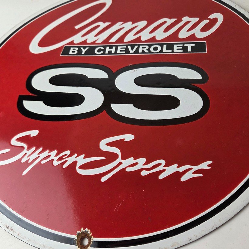 Vintage Chevrolet Sign - Camaro SS Automobile Motors Gas Pump Porcelain Sign - Image 4