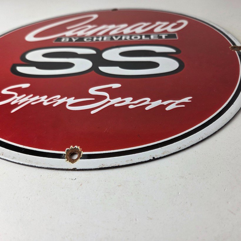 Vintage Chevrolet Sign - Camaro SS Automobile Motors Gas Pump Porcelain Sign - Image 10