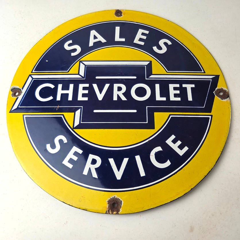 Vintage Chevrolet Sign - Sales Service Automobile Motors Gas Pump Porcelain Sign - Image 15