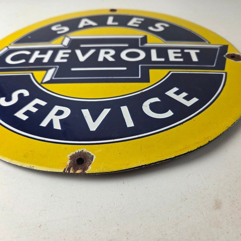 Vintage Chevrolet Sign - Sales Service Automobile Motors Gas Pump Porcelain Sign - Image 10