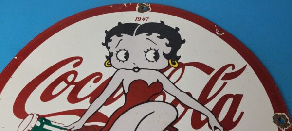 Vintage Coca Cola Sign Betty Boop Bottle Doll Gas Pump Porcelain Sign 305745352243 12