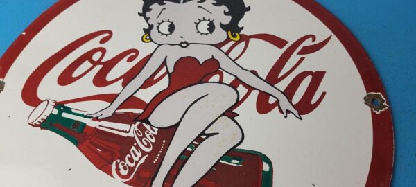 Vintage Coca Cola Sign Betty Boop Bottle Doll Gas Pump Porcelain Sign 305745352243 3