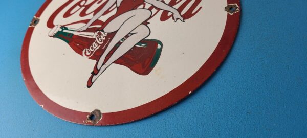 Vintage Coca Cola Sign Betty Boop Bottle Doll Gas Pump Porcelain Sign 305745352243 9