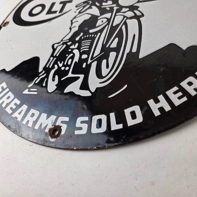 Vintage Colt Firearms Porcelain Sign - Guns Motorcycle Gas Service Pump Sign - Image 14