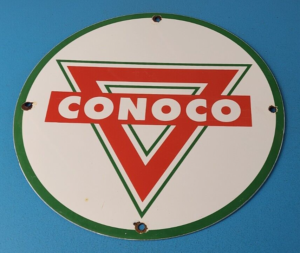 Vintage Conoco Gasoline Sign Porcelain Gas Pump Oil Drum Sign 305859277393