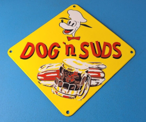 Vintage Dog n Suds Sign Hot Dog Gas Service Station Fast Food Porcelain Sign 305903956443