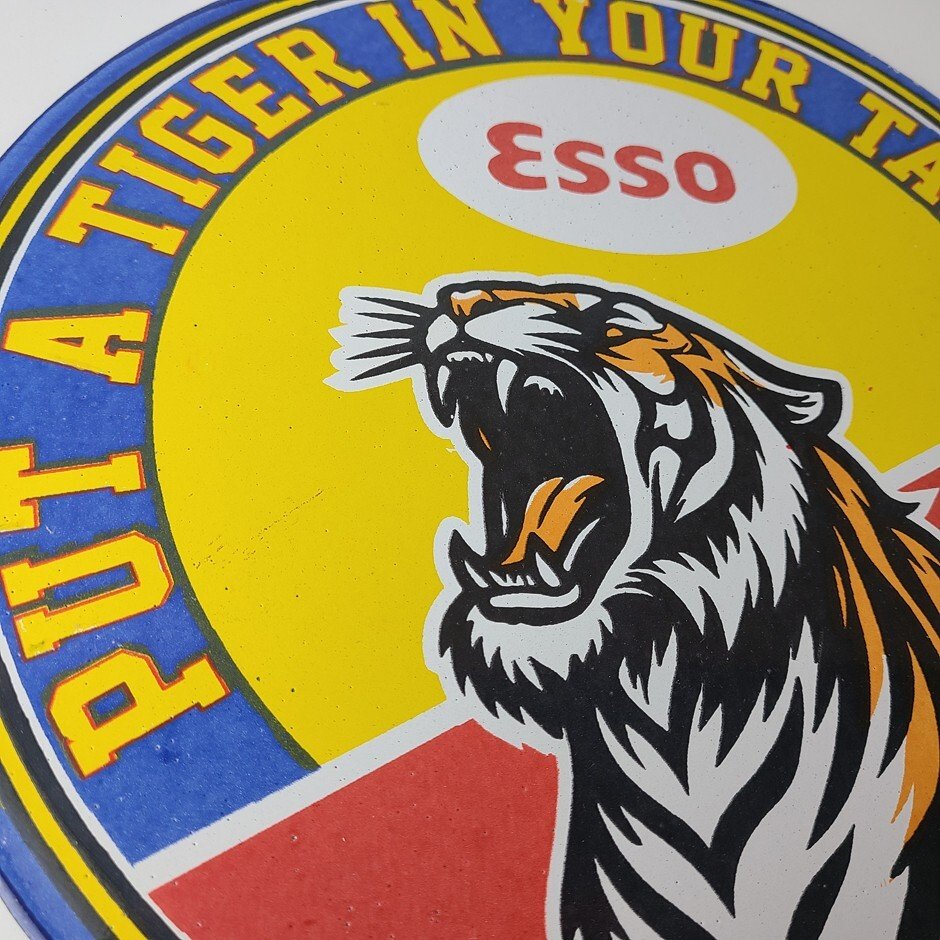 Vintage Esso Gasoline Sign - Gas Pump Service Station Advertising Porcelain Sign - Image 6