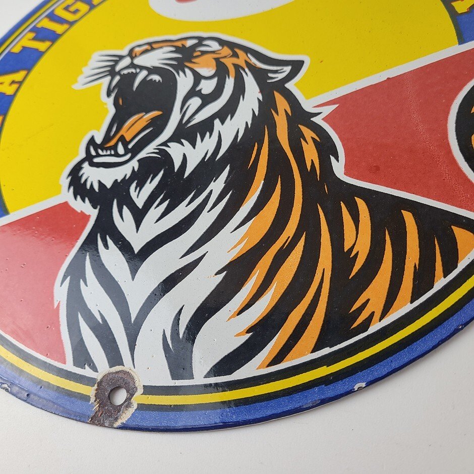 Vintage Esso Gasoline Sign - Gas Pump Service Station Advertising Porcelain Sign - Image 10