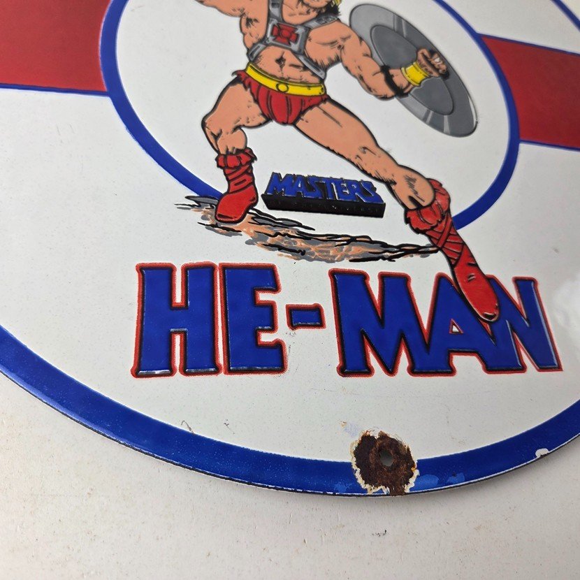 Vintage Esso Gasoline Sign - He-Man American Toys Figure Porcelain Gas Sign - Image 11
