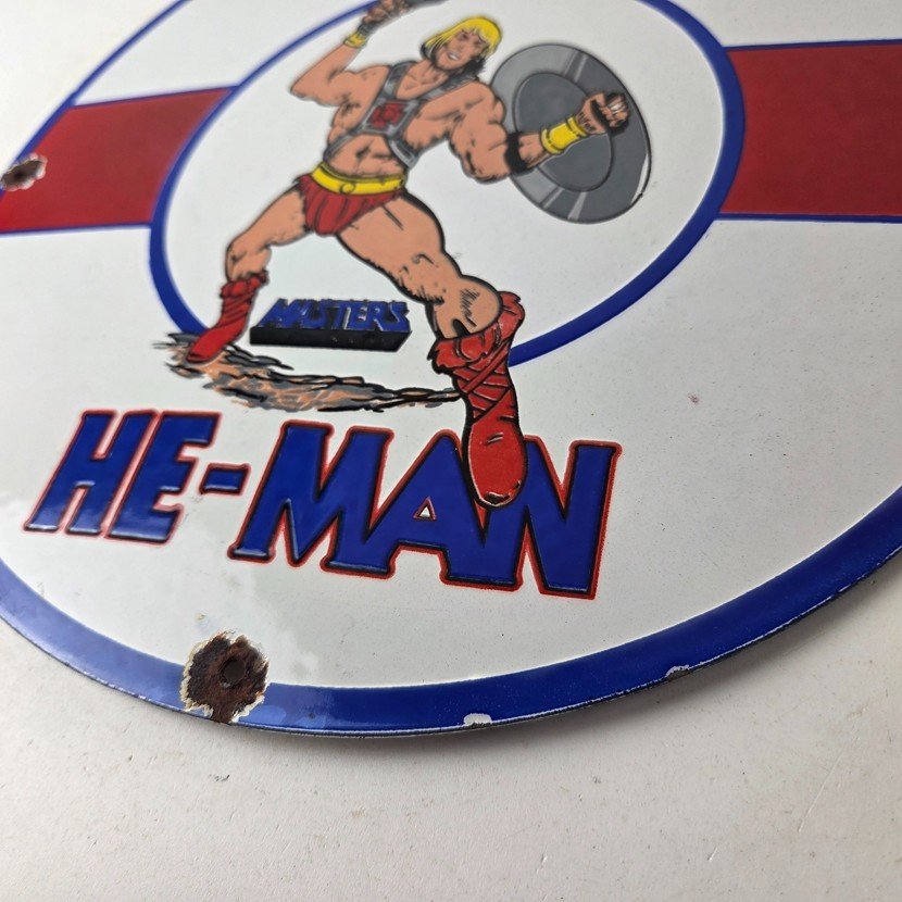 Vintage Esso Gasoline Sign - He-Man American Toys Figure Porcelain Gas Sign - Image 14