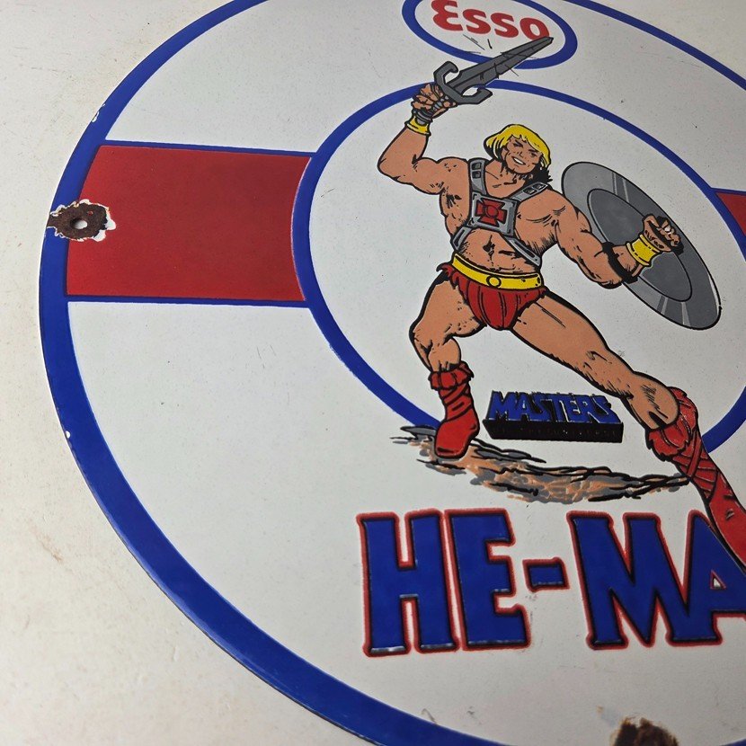 Vintage Esso Gasoline Sign - He-Man American Toys Figure Porcelain Gas Sign - Image 6
