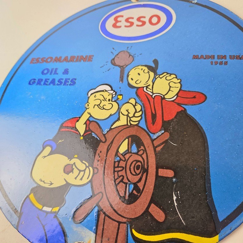 Vintage Esso Gasoline Sign - Popeye Marine Gas Service Display Ad Porcelain Sign - Image 4