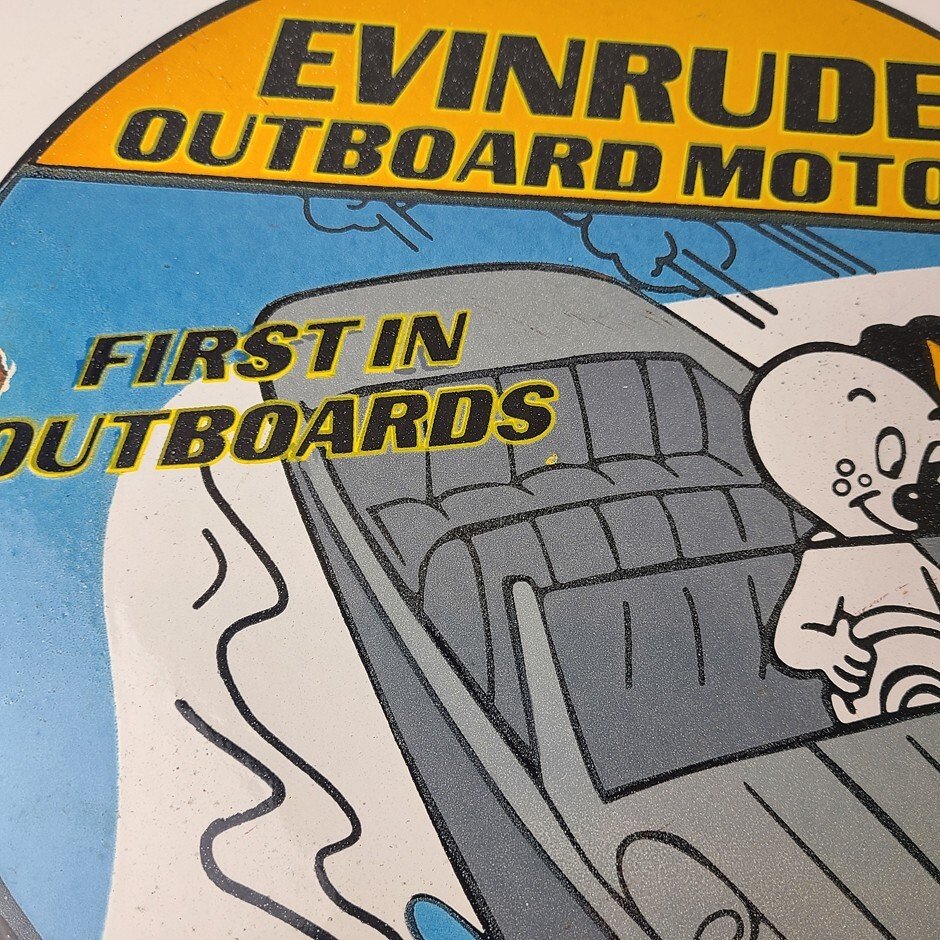 Vintage Evinrude Outboards Porcelain Sign - Boat Motor Gas Engines Casper Sign - Image 4