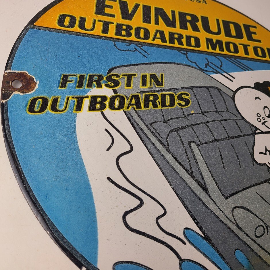 Vintage Evinrude Outboards Porcelain Sign - Boat Motor Gas Engines Casper Sign - Image 6
