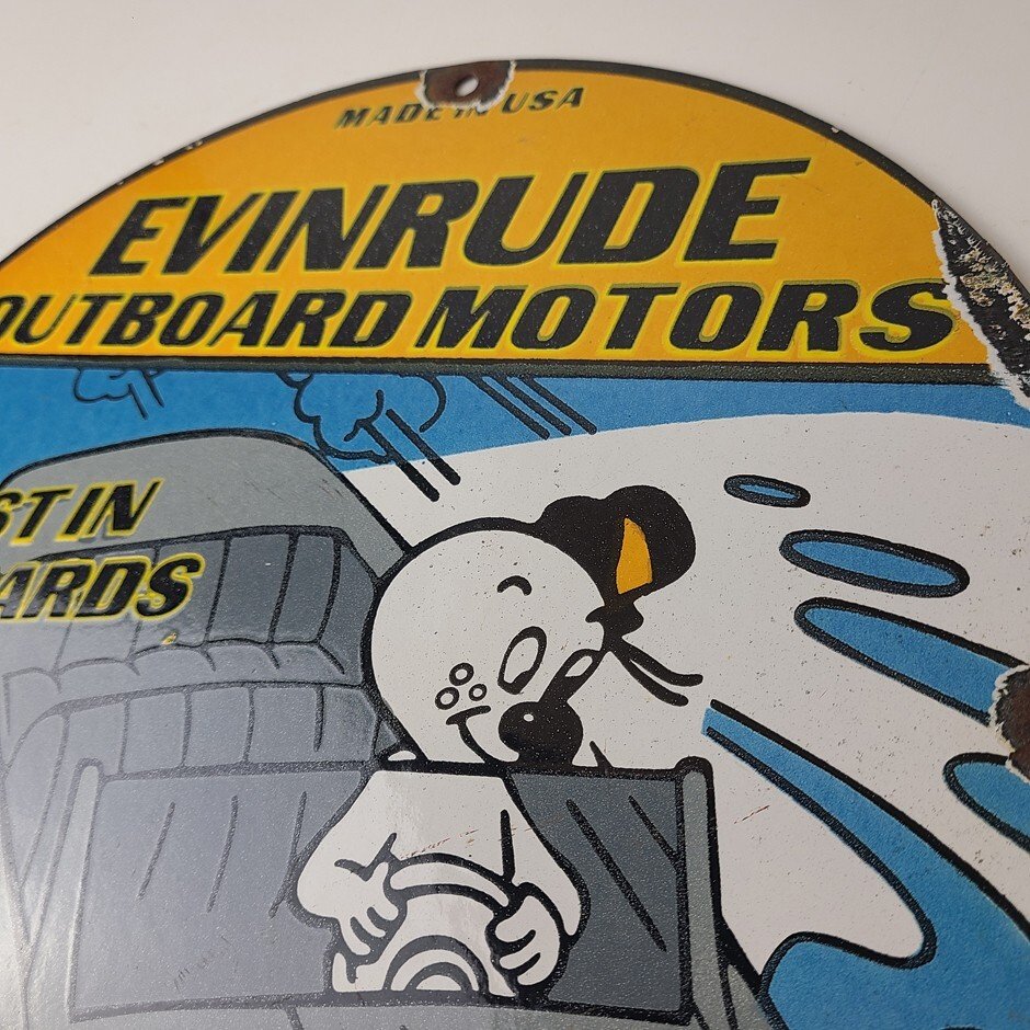 Vintage Evinrude Outboards Porcelain Sign - Boat Motor Gas Engines Casper Sign - Image 8