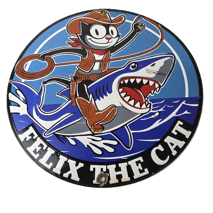 Vintage Felix the Cat Sign - Cartoon Comic Advertising Gas Oil Pump Sign