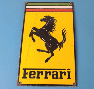 Vintage Ferrari Sign Italian Racing Porcelain Auto Gas Pump Sign 305863025793