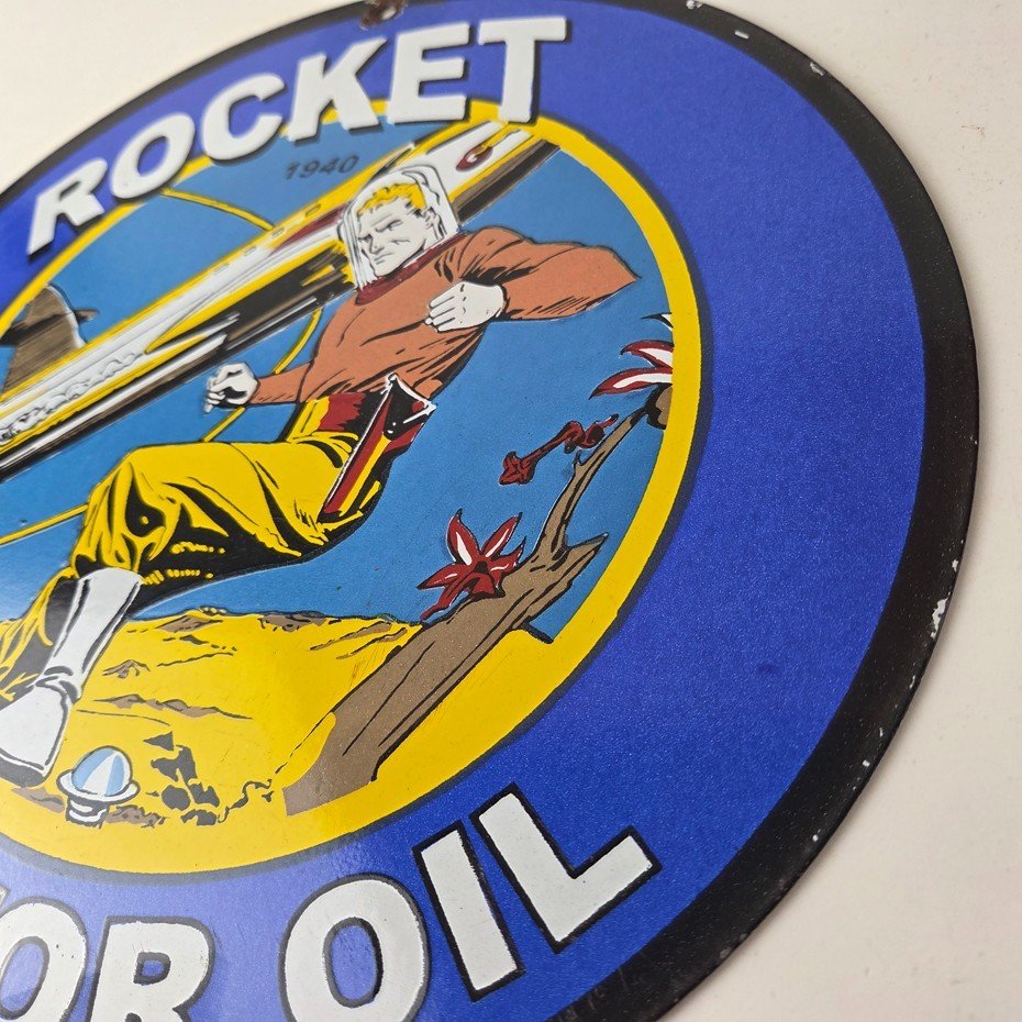 Vintage Flash Gordon Sign - Rocket Motor Gas Service Station Porcelain Sign - Image 14