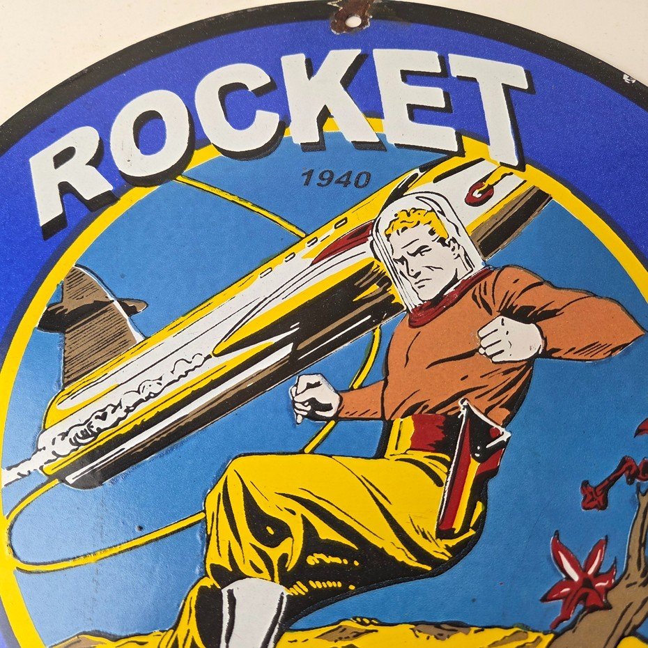 Vintage Flash Gordon Sign - Rocket Motor Gas Service Station Porcelain Sign - Image 3