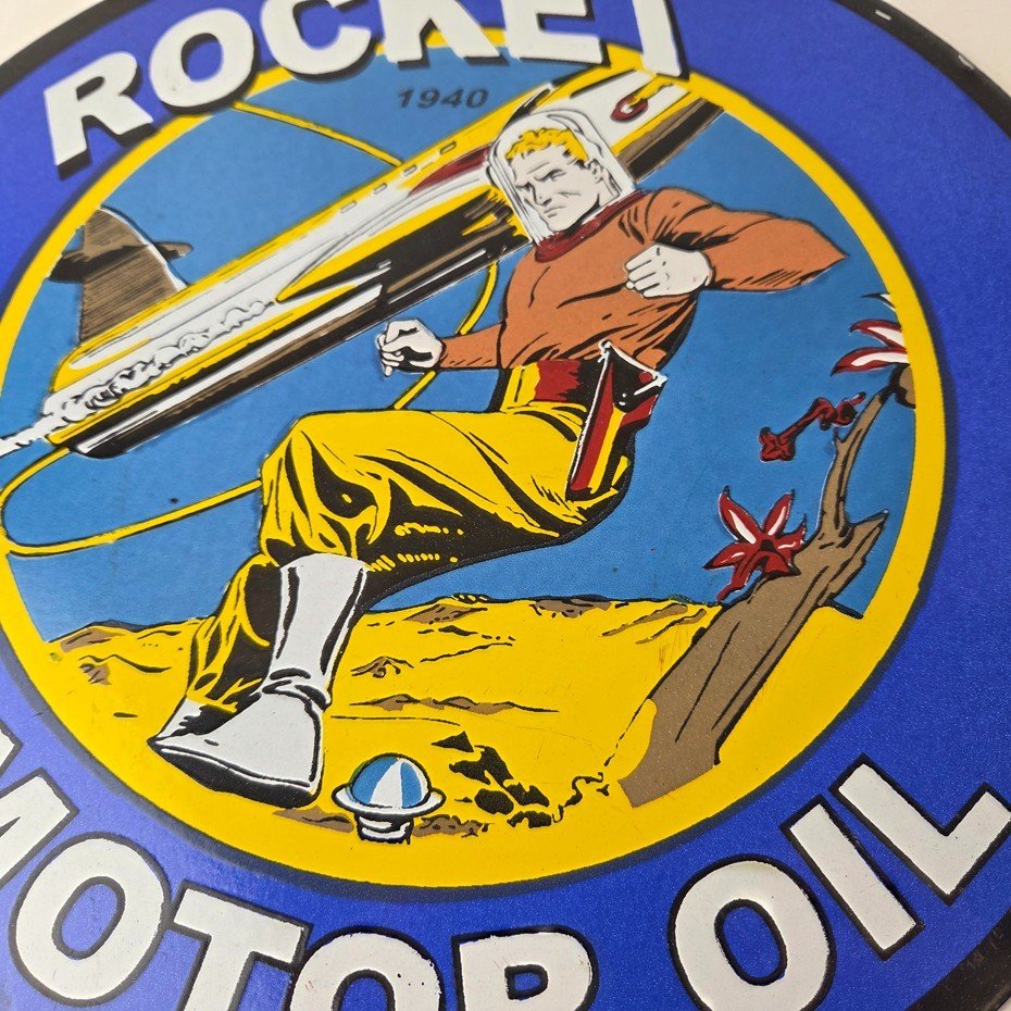 Vintage Flash Gordon Sign - Rocket Motor Gas Service Station Porcelain Sign - Image 4