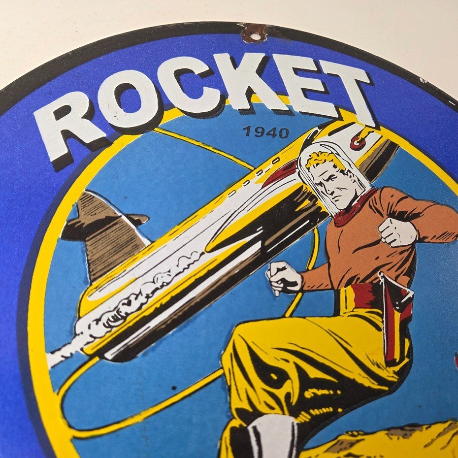 Vintage Flash Gordon Sign - Rocket Motor Gas Service Station Porcelain Sign - Image 5
