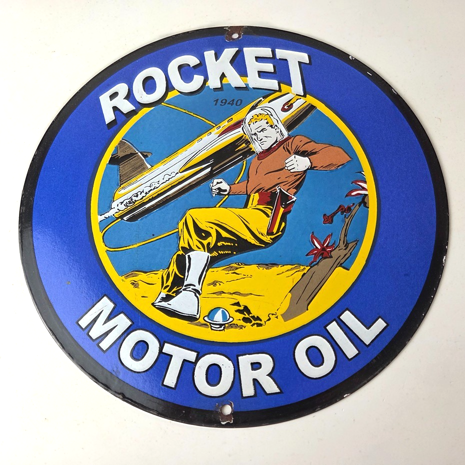 Vintage Flash Gordon Sign - Rocket Motor Gas Service Station Porcelain Sign - Image 8