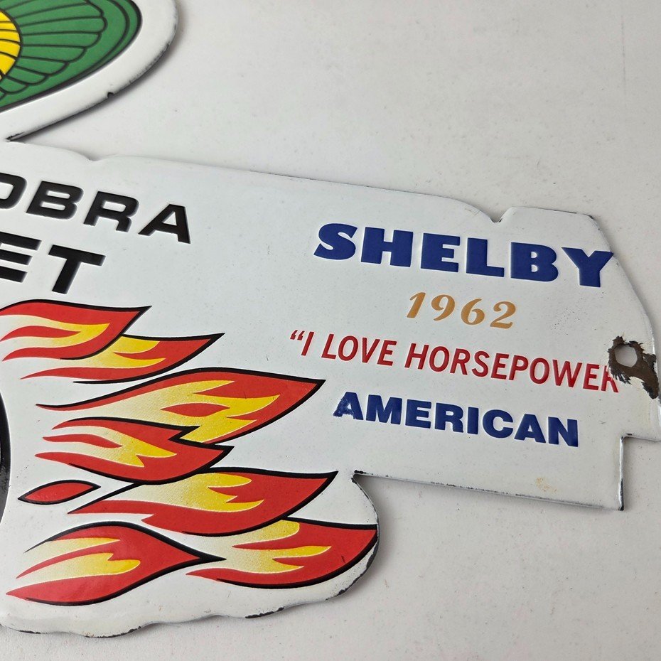 Vintage Ford Motors Sign - Cobra Jet Sales Service Shelby Gas Oil Porcelain Sign - Image 5