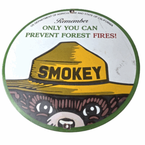 Vintage Forest Service Gas Pump Sign - Smokey the Bear Porcelain Sign