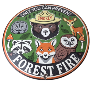 Vintage Forest Service Sign - Smokey Bear Colorado Wilderness Gas Porcelain Sign