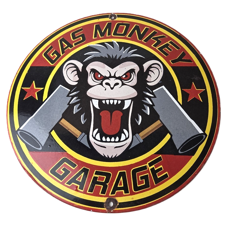 Vintage Gas Monkey Garage Porcelain Sign - Gas Pump Service Station Shop Sign
