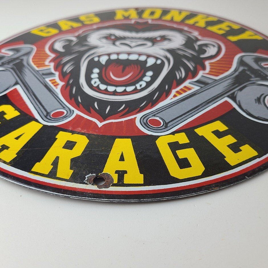 Vintage Gas Monkey Garage Porcelain Sign - Service Gas Pump Shop Engine Sign - Image 11