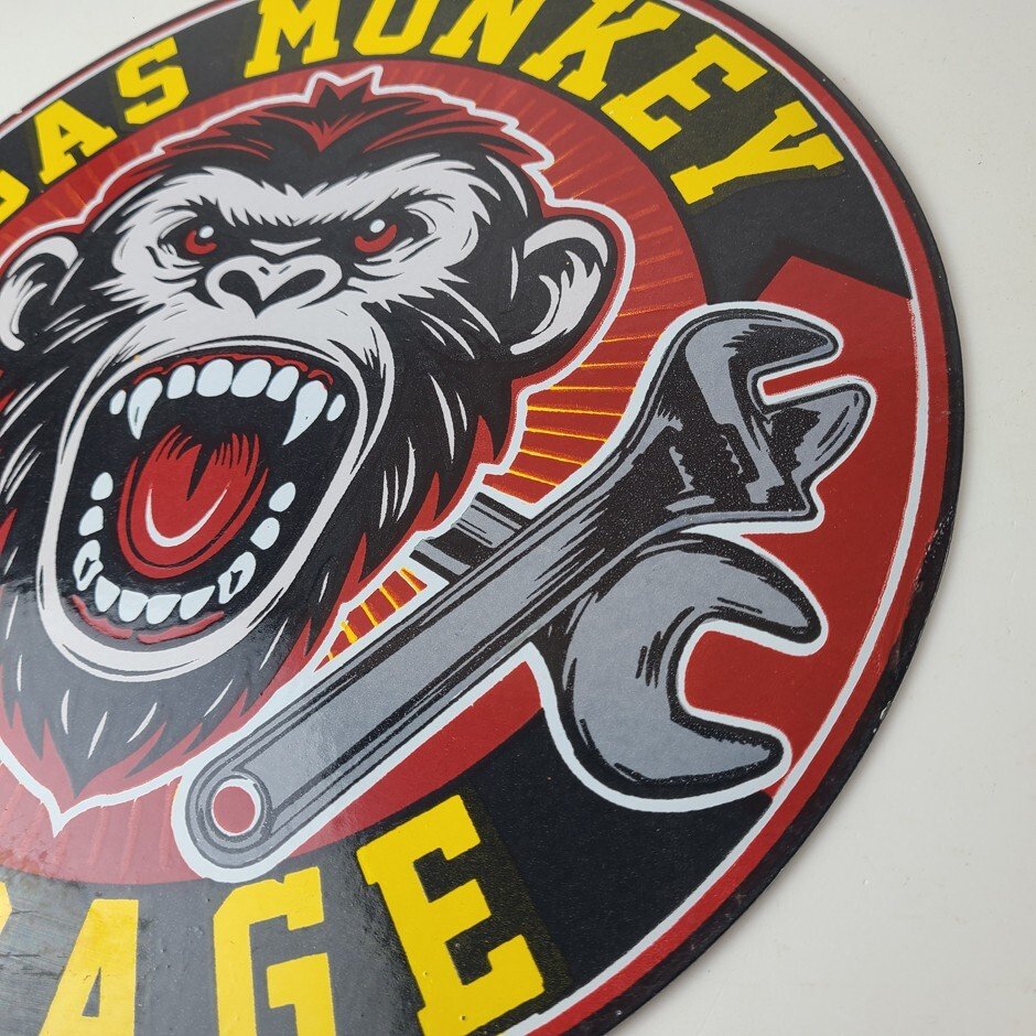 Vintage Gas Monkey Garage Porcelain Sign - Service Gas Pump Shop Engine Sign - Image 9