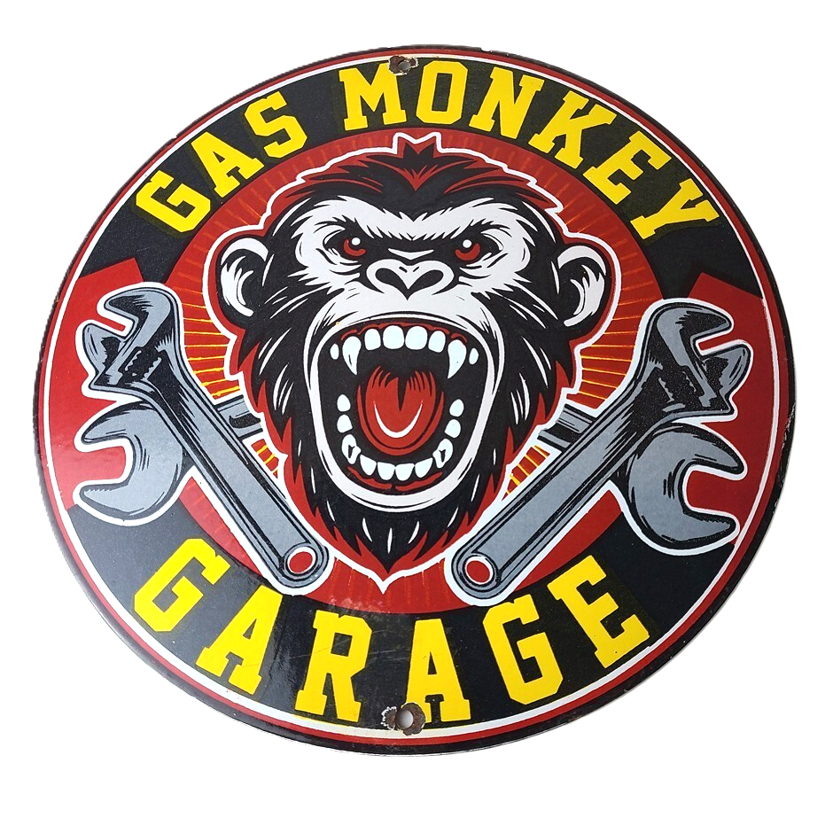 Vintage Gas Monkey Garage Porcelain Sign - Service Gas Pump Shop Engine Sign